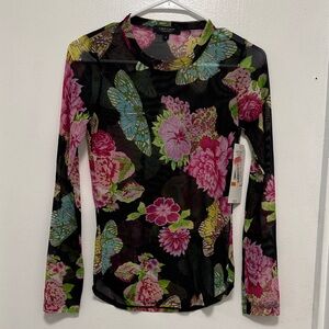 Karen Kane Black Floral Long Sleeve Top